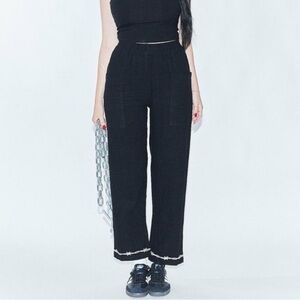 Fashion Brand Company Black Barbed Wire High Rise Pammy Linen Pocket Pants 1X/2X